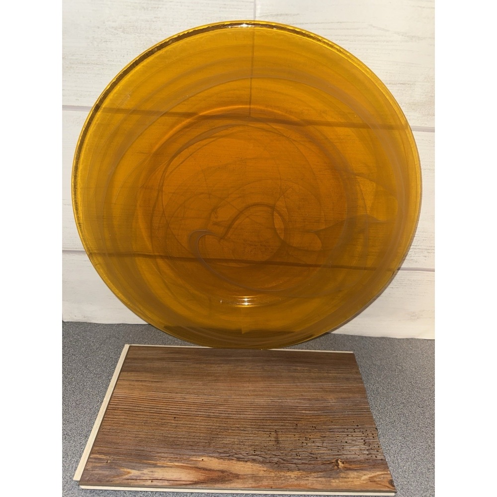 Mcm Sunflower Color Amber Swirl Art Glass Charger Plate 12.50"‎